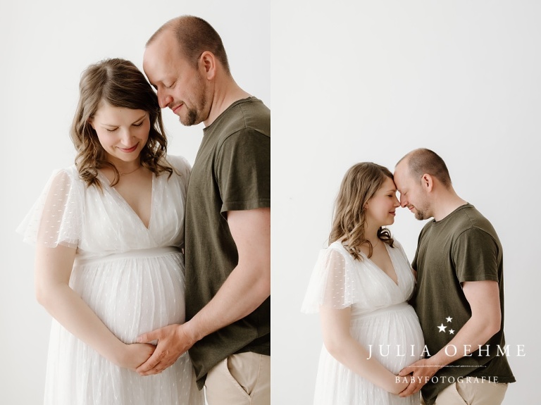 paar bei babybauchfotos im fotostudio in leipzig